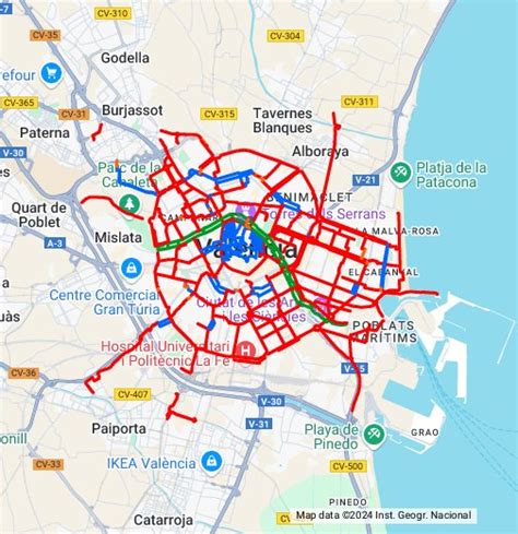 mapa carril bici valencia|Biciv